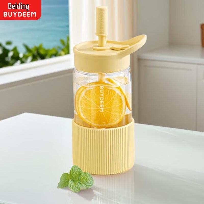 

Buydeem 550ml Glass Travel Mug with Straw
