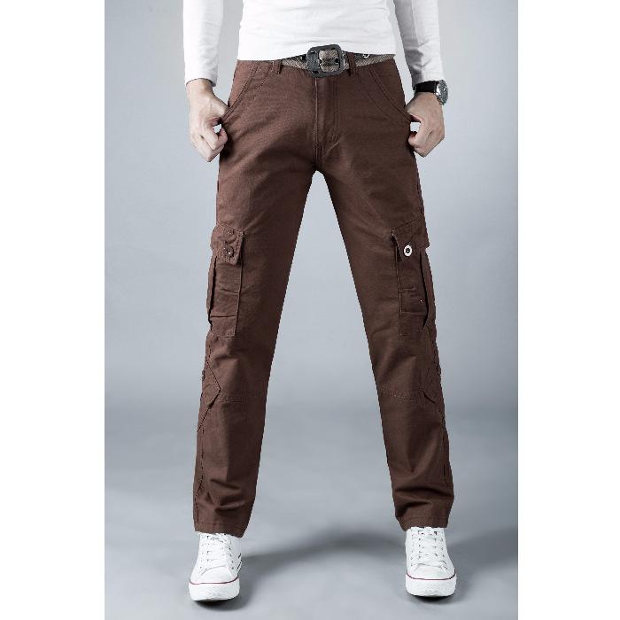 Work Pants Men'S Outdoor Casual Pants Straight Tube Slim Fit Pure Cotton Multi Bag Men'S Pants
