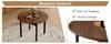 Round Table Modern Minimalist Design with 100 cm Diameter and Brown Wood Pattern, Suitable for 2-4 People (Brown-Grey Glass Plate and Metal Frame).
