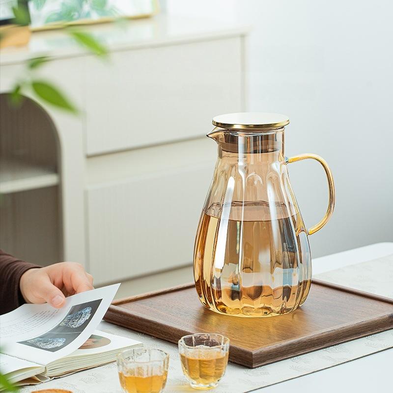 Pumpkin Pot Amber Gray Large Capacity Home Living Room Transparent Cool White Open High Temperature High Borosilicate Glass Cold Water Kettle