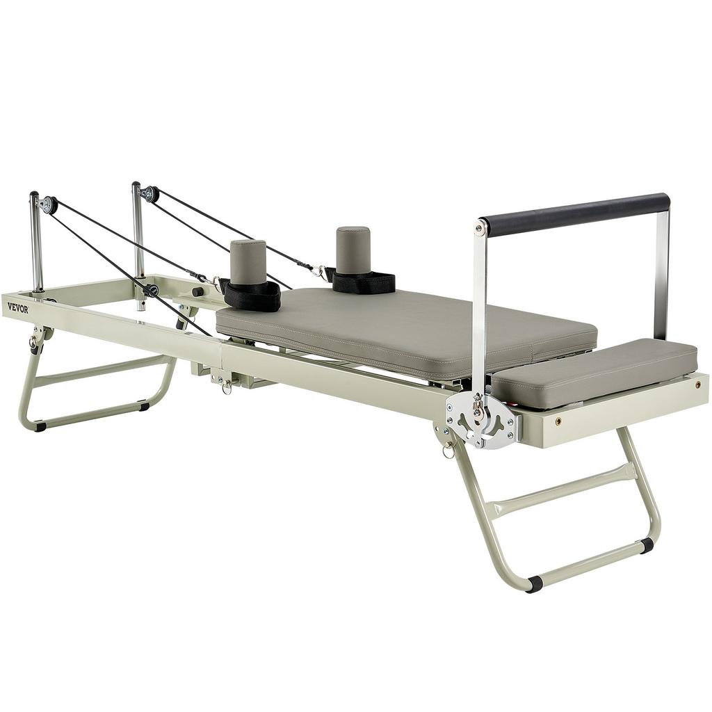 VEVOR Foldable Pilates Reformer, Pilates Workout Machine for Home Gym Studio Use, Pilates Bed with Dual Resistance- Spring & Cord