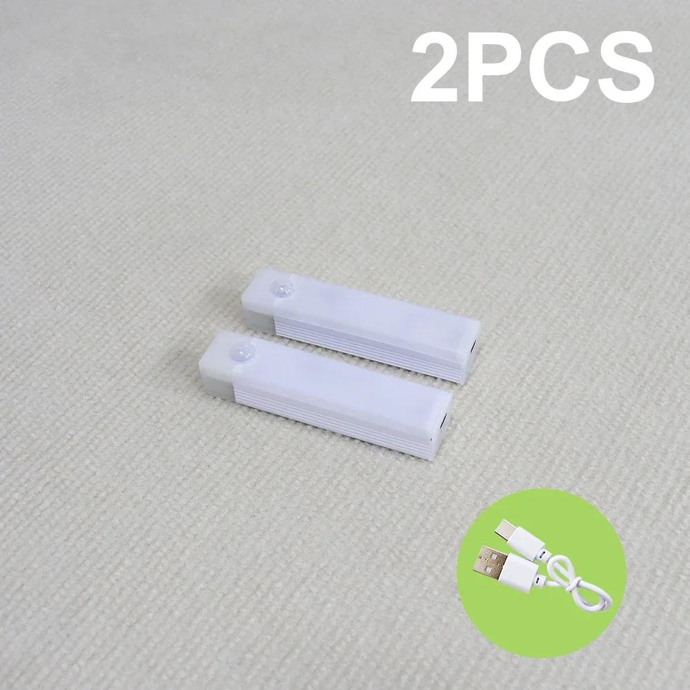 

Runtow 2pcs LED Motion Sensor Light Wireless LED Night Light Rechargeable Cabinet Wardrobe Lamp Staircase Backlight Kitchen White Light