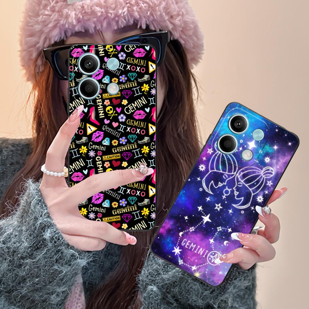Zodiac Sign Gemini Mobile Phone Case for Xiaomi Redmi Note 14 13 12 11 S Pro Plus 4G 5G Colorful Printing Cover Luxury Cover
