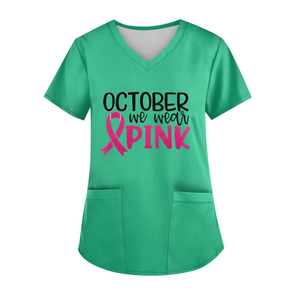 Women's V-Neck Short-Sleeve Pocketed Top With Side Slit