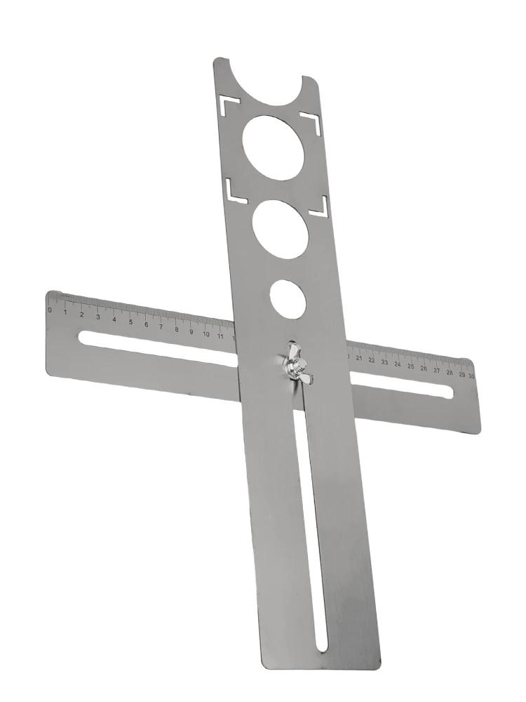 Decorated Work Multifunction Ruler Effective Stainless Steel Ceramic Tile Hole Locator Ruler for Accurate Drilling