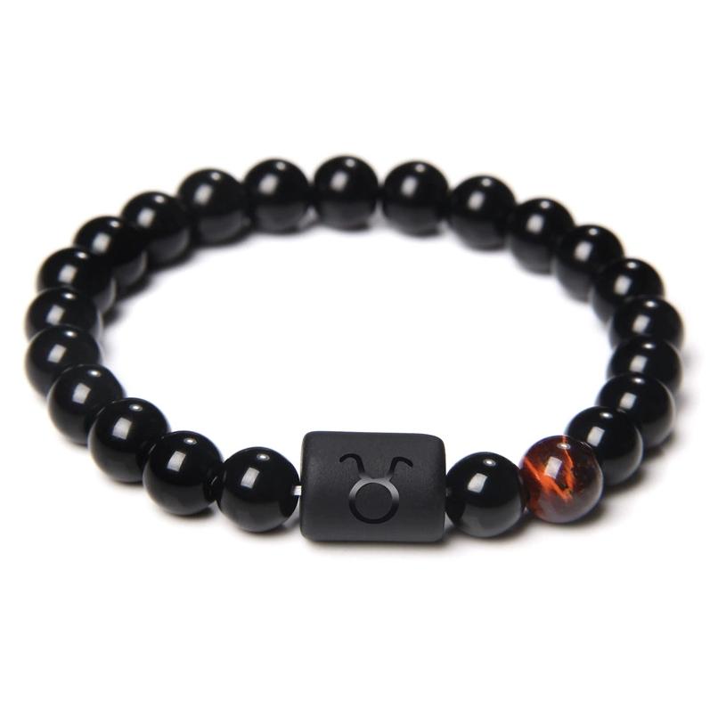 12 Sternbilder Sternzeichen Schwarzes geflochtenes Lederarmband Krebs Löwe Jungfrau Waage Gewebtes Glaskuppelschmuck Punk Herrenarmband