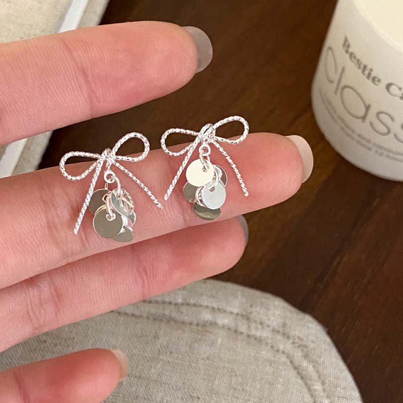 

Exquisite Sweet Bow Sequin Pendant Earrings for Women Girls Fashion Geometric Metal Tassel Earrings Wedding Statement Jewelry