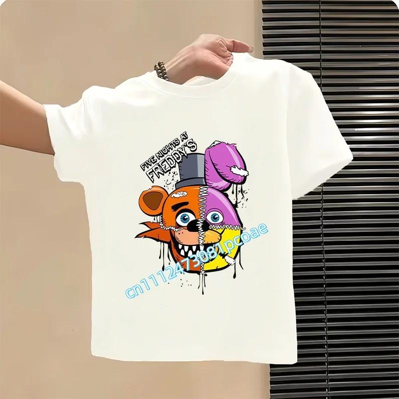 T-shirt FNAF Traspiranti Bambini Five Nights At Freddy Carino Top a Manica Corta Ragazzi Ragazze Moda Estiva T-shirt Abbigliamento Bambini