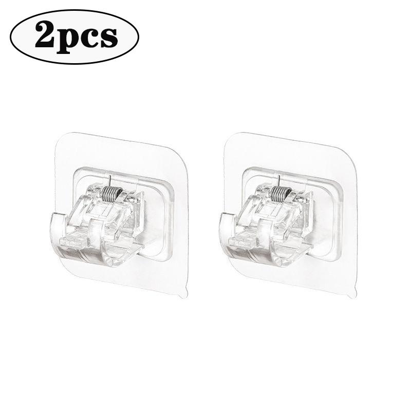

Adjustable Curtain Rod Holders Clip Hooks Self Adhesive Curtain Rod Holder Bracket Wall Rod Fixed Clip Hanging Hook Holder Rack