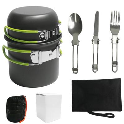 Lightweight Aluminum Alloy Camping Cookware Set for 1-2 People Portable Outdoor Use with Utensils Brand Model DS-101