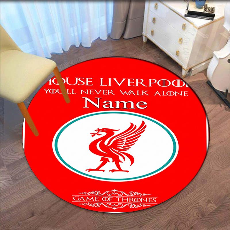 Benutzerdefinierter Name Liverpool Football Club Aufgedruckter Runder Teppich Teppich Stuhlteppich Bereichsteppich Eingang Fußmatten, für Bürostuhl Wohnzimmer Schlafzimmer Küchenraum.