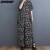 DIMANAF 2023 Plus Size Two Piece Set Suit Women Vinatge Print  Tops Pants Letter Female Suit Summer Wide Leg Pants