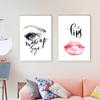 Nowoczesna moda piękne oczy czerwone usta artystyczna ściana płótno artystyczne druk na płótnie plakat na ścianę zdjęcia do makijażu sklep Home Decor TB49