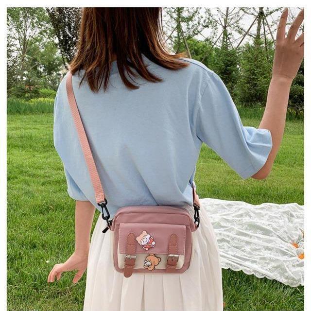 Koreansk lerret liten veske - Søt Harajuku-stil crossbody for jenter og studenter