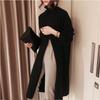 Neu im Herbst Winter Damen Strickpullover Lange Kleider Hochgeschlossenes, geteiltes, lockeres Pulloverkleid Lässiger Temperamentpullover mit Kleidung der unteren Schicht