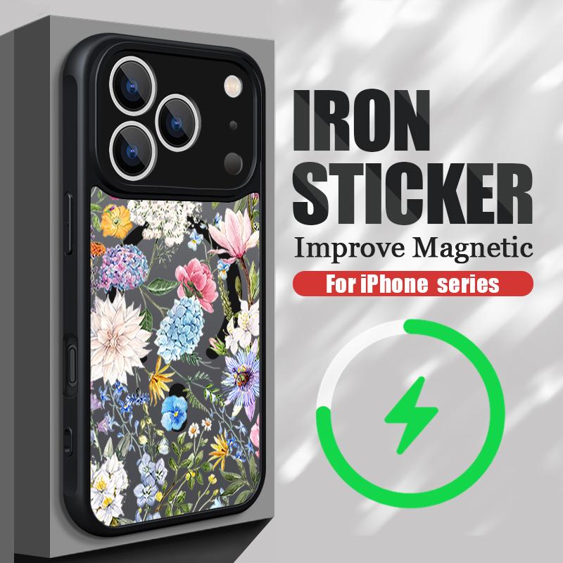 Vintage Floral Pattern Case For iPhone 17 Pro Max Magnetic For Magsafe Rugged Bumper Cover For iPhone 16 15 14 13 Pro Max