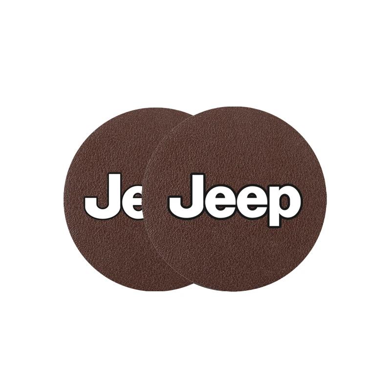 Per Jeep 2 Pezzi Sottobicchiere in Pelle Antirumore Tappetino per Tazza d'Acqua Cuscino Per Jeep Renegade Compass Grand Cherokee Wrangler Patriot Rubi