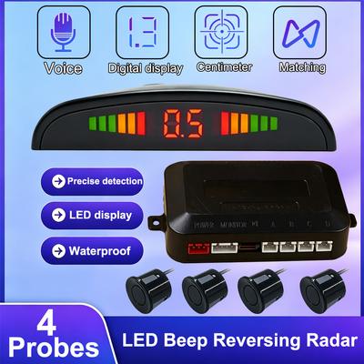 Auto-LED-Parksensor-Set, 4 Sensoren, 22 mm Rückwärtsradar-Tonwarnanzeigesystem