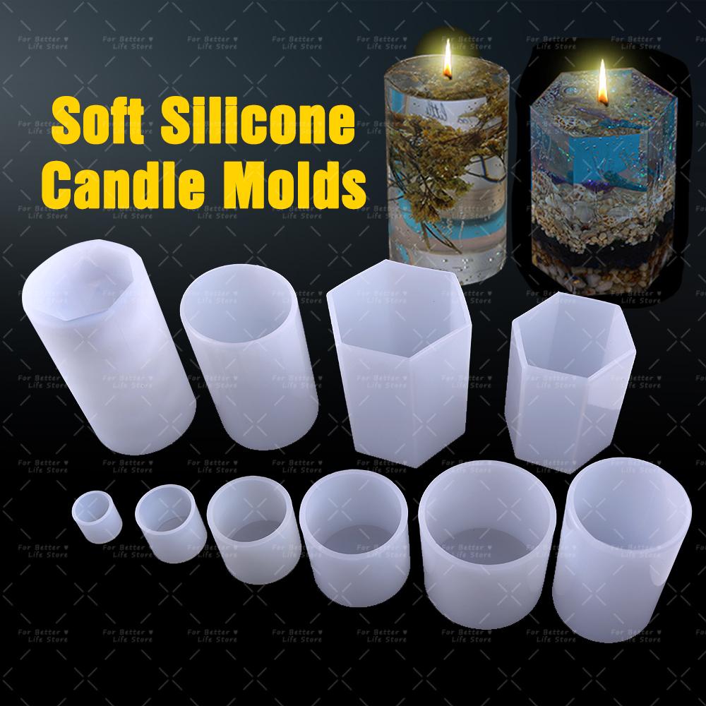 1PC 10 Style Cylindrical Hexagon Silicone Mold DIY Epoxy Resin Casting Mould UV Candle Home Decoration Jewelry Making Tools