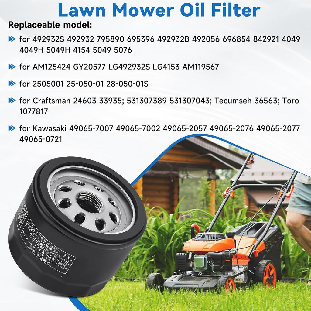 2PCS Oil Filter 49065-0721 49065-7007 Compatible with Kawasaki FR600V FR651V FR691V FR730VFS600V FS651V FS691V FS730V FX481V FX600V FX651V FX691V