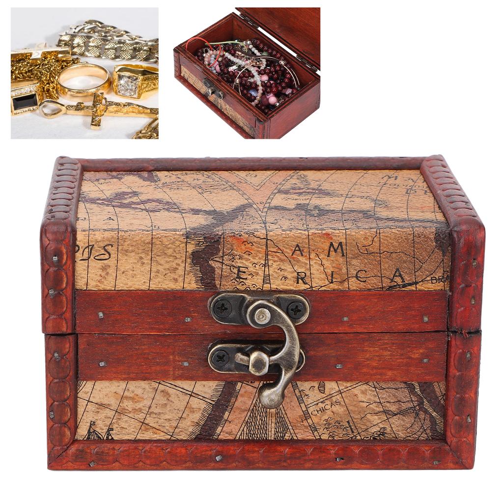 Kleine Aufbewahrungsbox aus Holz, aufklappbar, Vintage-Schmuck, Andenken, Organizer, Heimdekoration