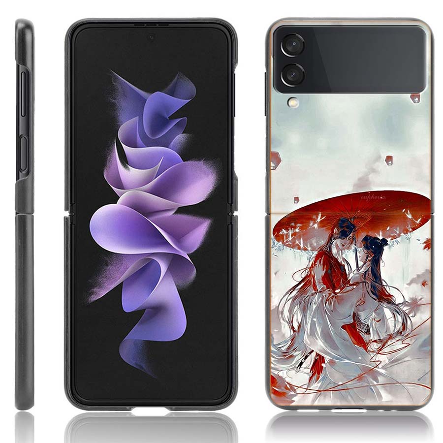 Tian Guan Ci Fu Funda Phone for Samsung Z Flip 7 6 Galaxy Z Flip 5 3 4 5G Case Black Hard PC Shell Protective Cover