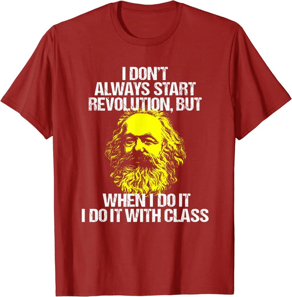 Lustiges Karl Marx Klassenkampf Sozialistischer Marxismus Unisex T-Shirt Kurzarm Lässig 100% Baumwolle Sommerhemden