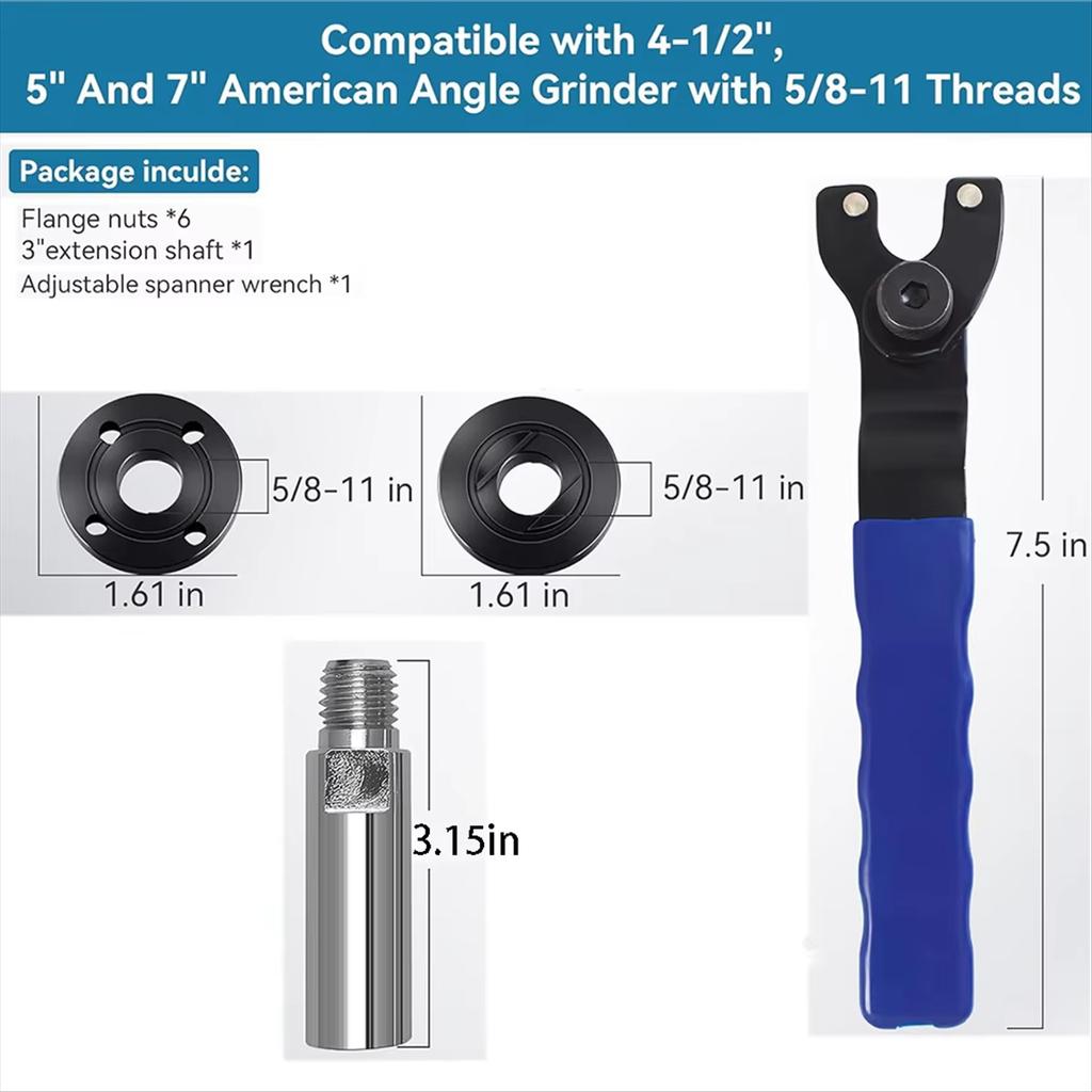 8 Stück Winkelschleifer Mutter Winkelschleifer Flanschschlüssel,5/8-11 Flansch Metall Kontermutter,Schleiferteile für Dewalt Milwaukee Metabo-