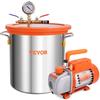 5 Gallon Vacuum Chamber and 3.5 CFM Pump Kit, Tempered Glass Lid Vacuum Degassing Chamber Kit, Single Stage Vacuum Pump with 250 Ml Oil Bottle, for