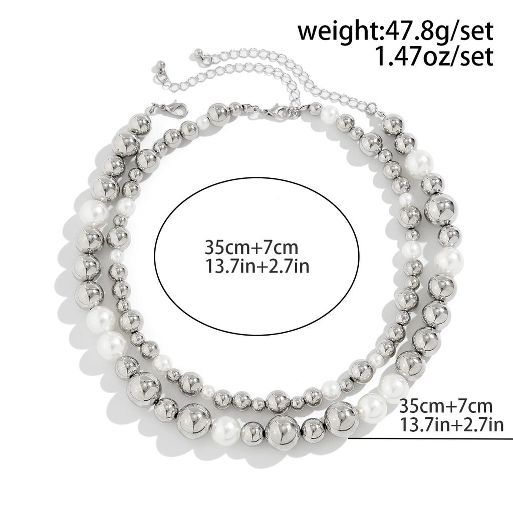 Boho Sweet Imitation Pearl Size Ball Mixed Collar Necklace Women Multi layered Girls Bride Jewelry Gift