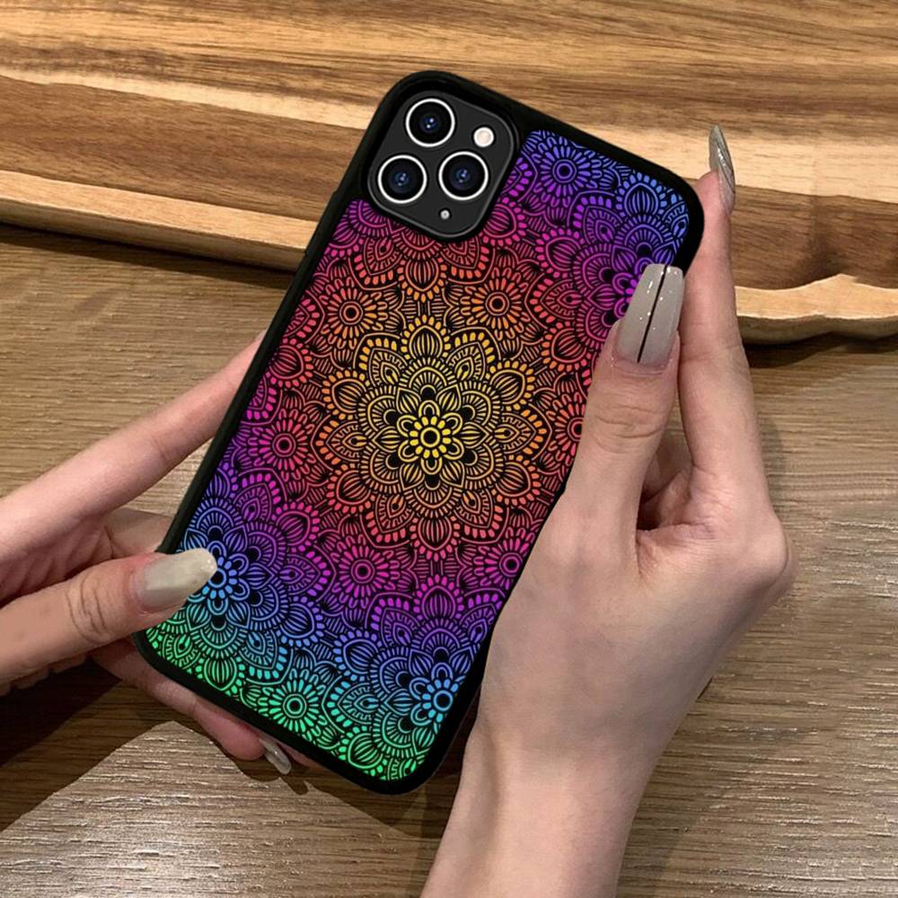 Luxury Art Mandala Phone Case Silicone PC+TPU For For IPhone 11 12 13 14 15 16 Plus Pro Max Cover