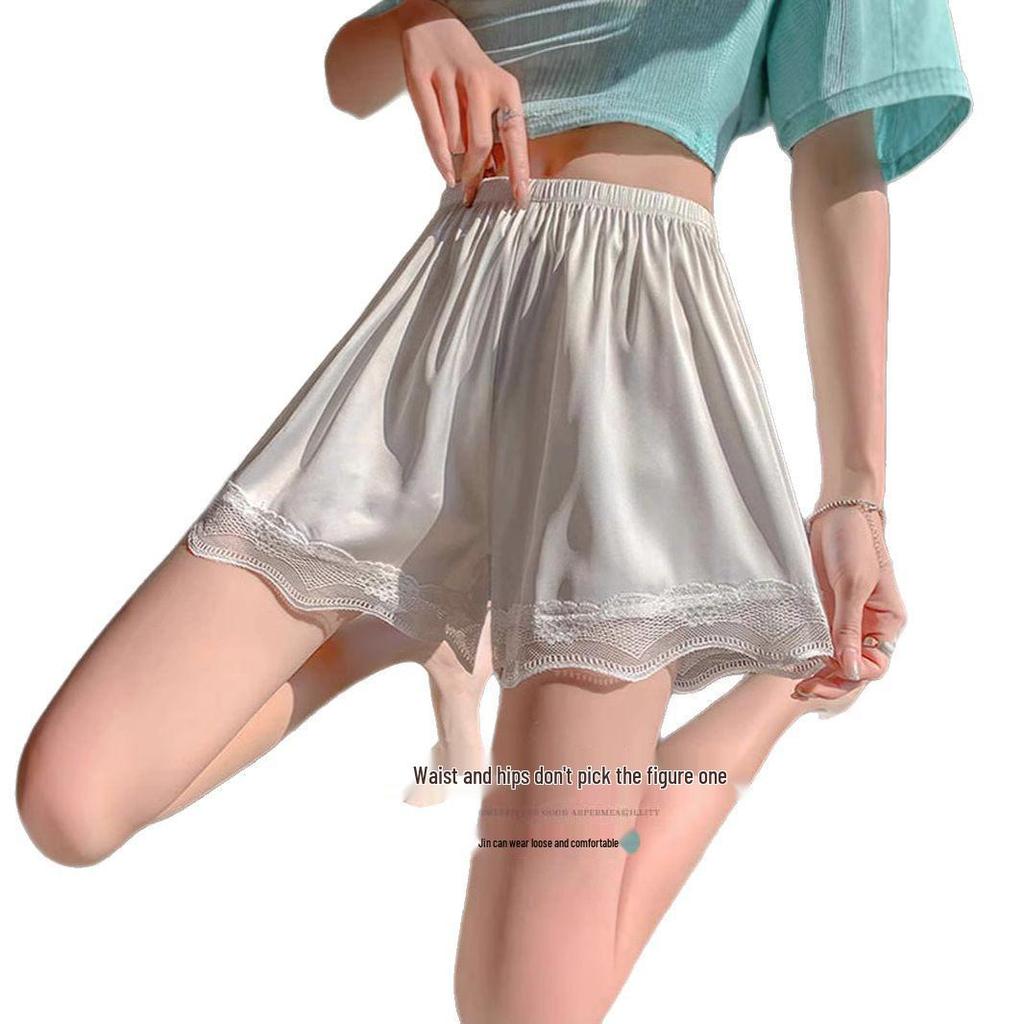 Damen Sommer Eis Seide Lockere Spitze Shorts - Übergröße, Atmungsaktiv, Anti-Exposition, Perfekt für Zuhause