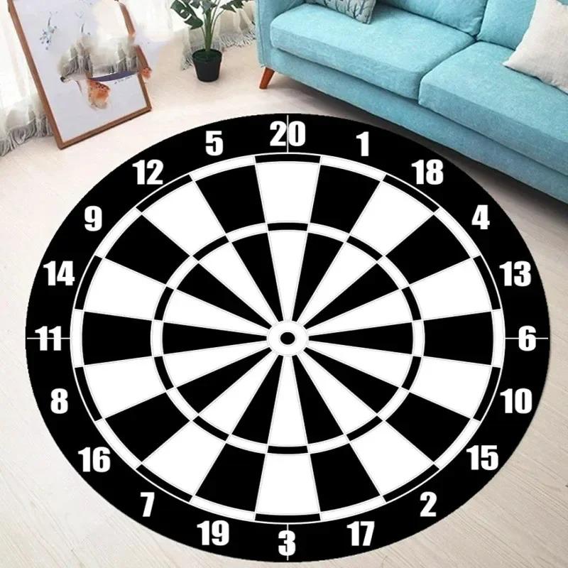 Dartboard Pattern Round Non-slip Rug  Bullseye Round Rug  Youth Bedroom and Living Room Chair Cushion Stylish Home Decor Rug