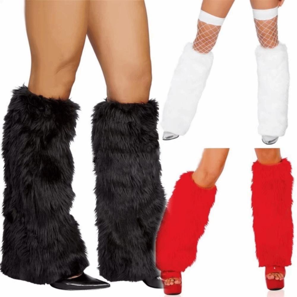 Soft Fluffy Faux Fur Leg Warmers Colorful Long Fuzzy Foot Covers  Halloween Party