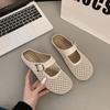 Hollow with skirt sandals 2025 summer new flat-bottomed mesh half-drag breathable bag head slippers