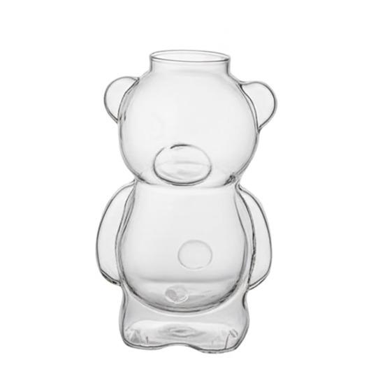 

Стеклянная чашка в форме медведя 320 мл Милый бокал для вина в виде плюшевого мишки Уникальный стакан для шампанского Стакан для сока Подарок на день рождения 1pc Without Straw