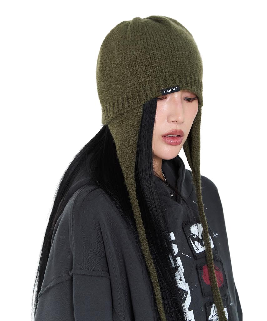 AAKAM Knitted Earflap Beanie (Khaki)