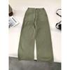 Green High Waist Retro Wide-Leg Work Pants for Tall Individuals