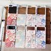 Anti Fall Suitable for Samsung Z Flip6 Mobile Phone Case Flip5 Embossed Watercolor Flower Flip4 Folding Screen Protection Case