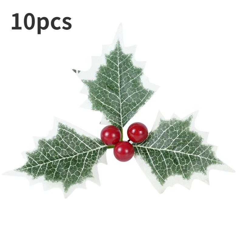Christmas Holly Leaves Artificial Red Berry Flowers DIY Christmas Wreath Decoration Home Christmas New Year Decoration