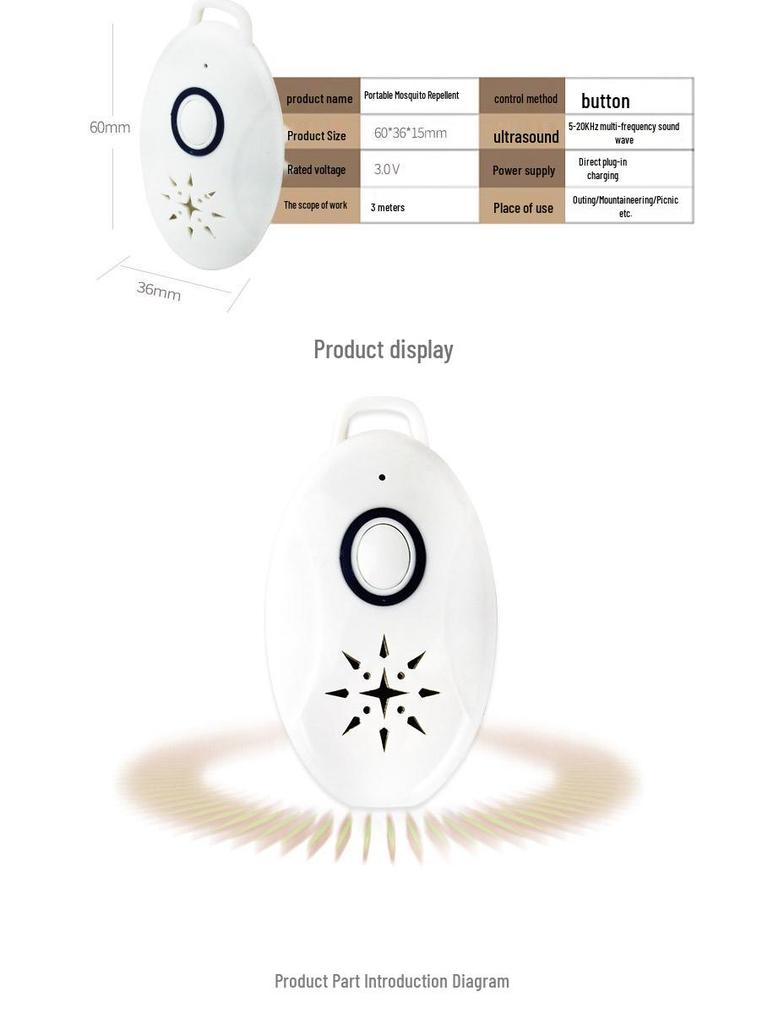 Portable USB Rechargeable Electronic Mosquito Repeller for Outdoor Use