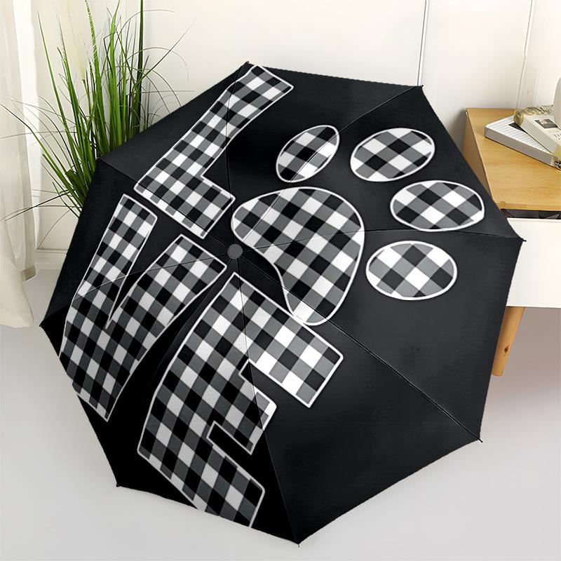 

1pc Paw Print Love Automatic Folding Umbrella - Portable Collapsible Design, 8-Rib Iron Frame, Durable Fabric yy251125107