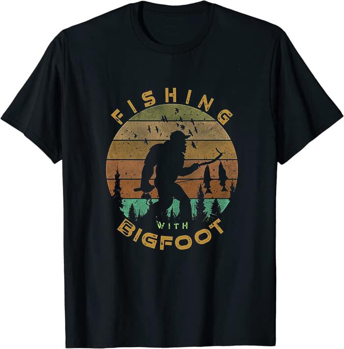 Sasquatch, Bigfoot, Fishing Shirt Funny Sasquatch and Fish S