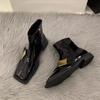 Ladies Shoes Side Zipper Women'S Boots Fashion Metal Decoration Modern Boots Women New Square Toe Shoes For Women