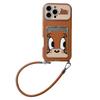 Cartoon Mouse Leather Card Holder Lanyard for iPhone 15/16/17 Pro Max