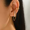 Fashion Double-layer Zircon Tassel Chain Cartilage Clip Earrings Women Gold Plated No Piercing Ear Cuff Luxury Wedding Jewelry