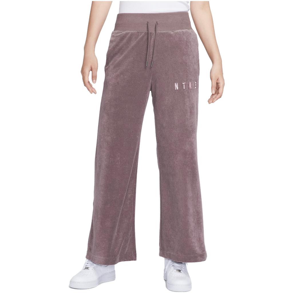 Nike Γυναικείο Αθλητικό Παντελόνι Πλεκτό, Casual, Ψηλόμεσο, Με Γράμματα, Ραφτό, Κεντημένο, Μωβ FV4011-257