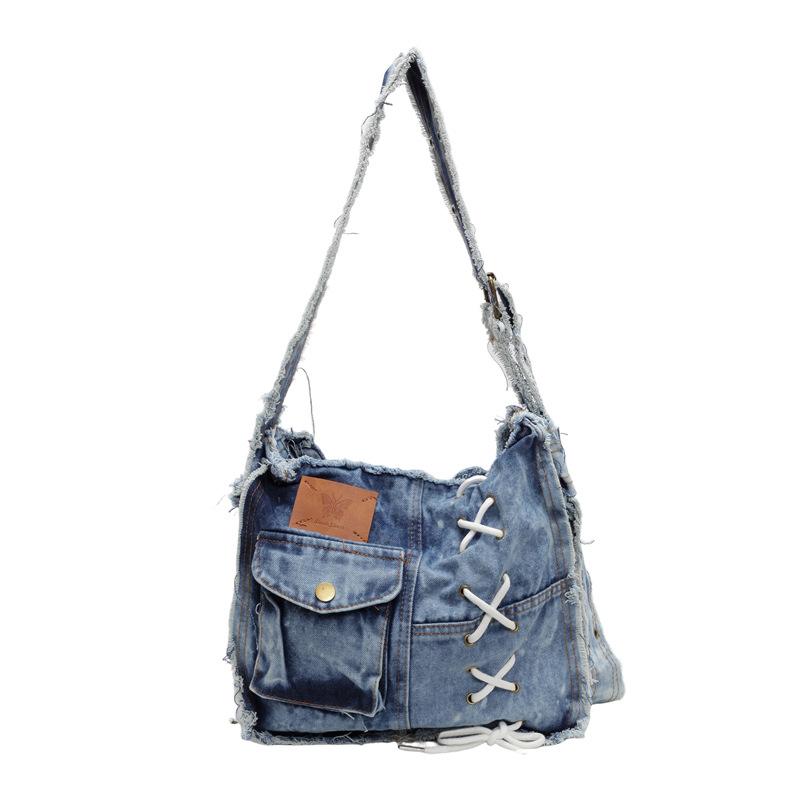 

Retro Denim Bag Niche Waste Land Wind Canvas Bag Lazy Sense Literary and Fashionable Versatile Wash Messenger Bag Shoulder Bag
