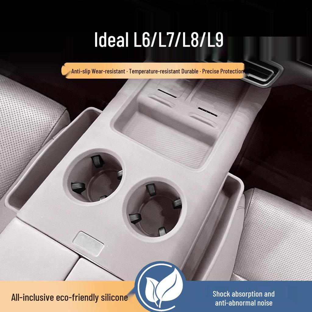 Wireless Charging Silicone Pad & Cup Holder for Ideal L6-L9: Gear Shift Protection & Interior Upgrade
