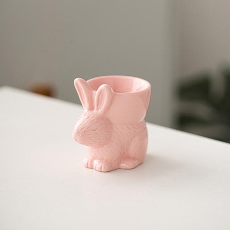 Weißes Porzellan Ostern Hase Eier Tasse Keramik Frühstückshalter für Feiertags- und Alltagsgebrauch Esstischdekoration